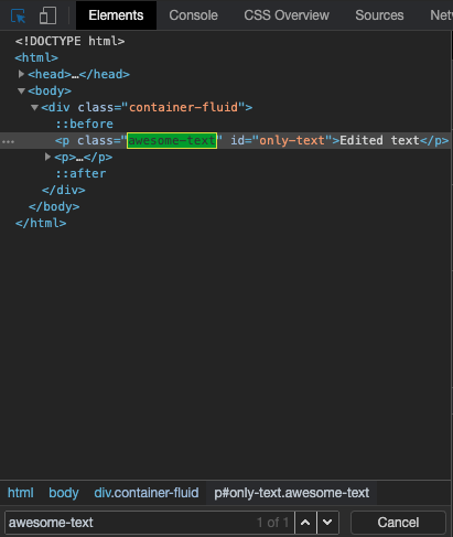Search for element having the awesome-text class.